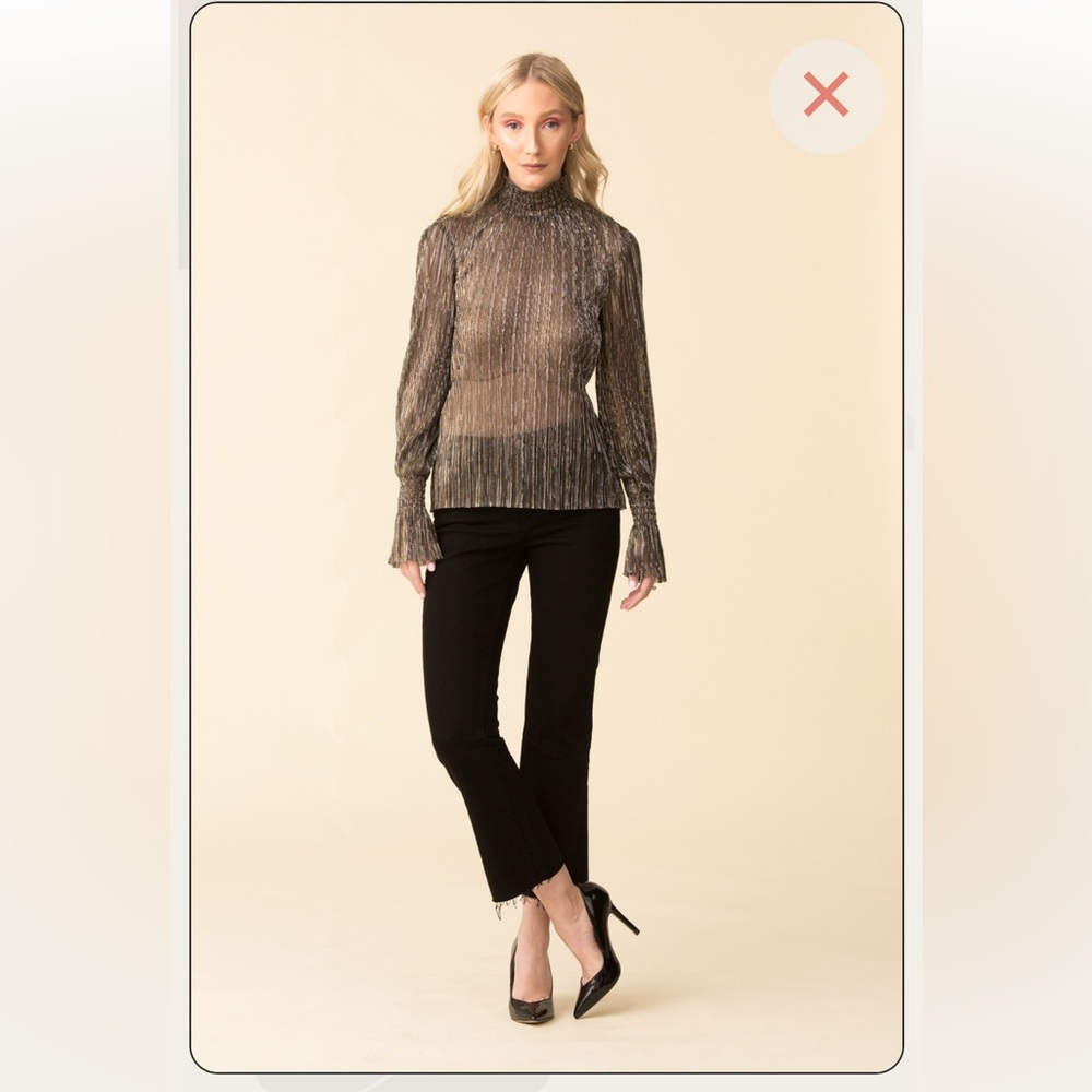 L'AGENCE Paola Long Sleeve Mockneck Blouse